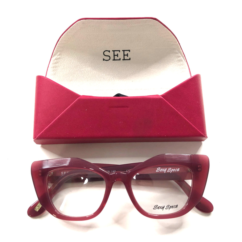 See Eyewear Eyeglasses Sexy Specs 6014 Cat Eye Pink Red 49-18-140 HRJ